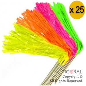 PORRA LARGA PLASTICA MULTICOLOR FLUO x 25